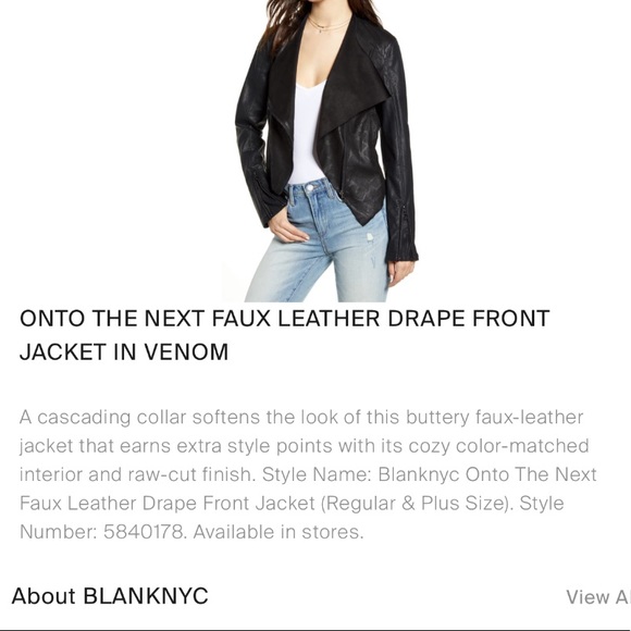 Blanknyc faux leather drape jacket venom NWT - Picture 7 of 11